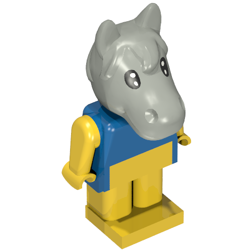 Rendu LDraw de Figurine Fabuland, cheval Henry (Fabuland Figure, Henry Horse), couleur indicative