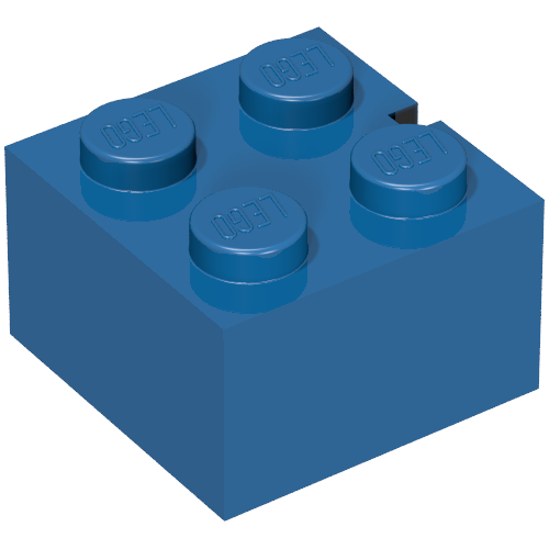 Rendu LDraw de Brique 2 x 2 sans fond Tubes, Fente (avec 1 fente) (Brick 2 x 2 without Bottom Tubes, Slotted (with 1 slot)), couleur indicative