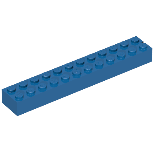 Rendu LDraw de Brique 2 x 12 sans Bottom Tubes, 1 End Slot, couleur indicative