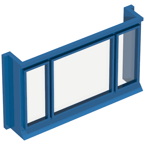 Rendu LDraw de fenêtre 1 x 6 x 3 3-Pane avec Glass for Slotted Bricks, couleur indicative