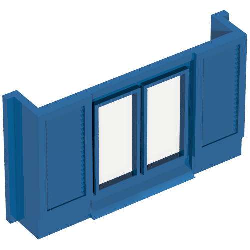 Rendu LDraw de fenêtre 1 x 6 x 3 Shuttered avec Glass for Slotted Bricks, couleur indicative