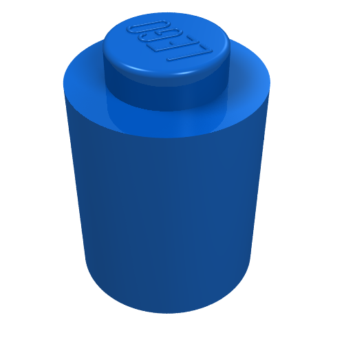 Rendu LDraw de Brique ronde 1 x 1 Solid tenon, No Bottom rainure, couleur indicative