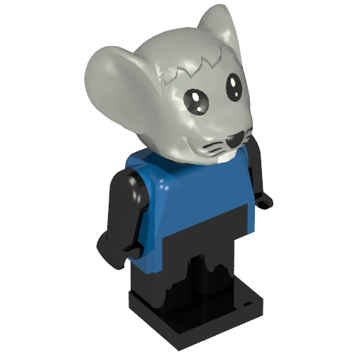 Rendu LDraw de Figurine Fabuland souris 4 (Fabuland Figure Mouse 4), couleur indicative