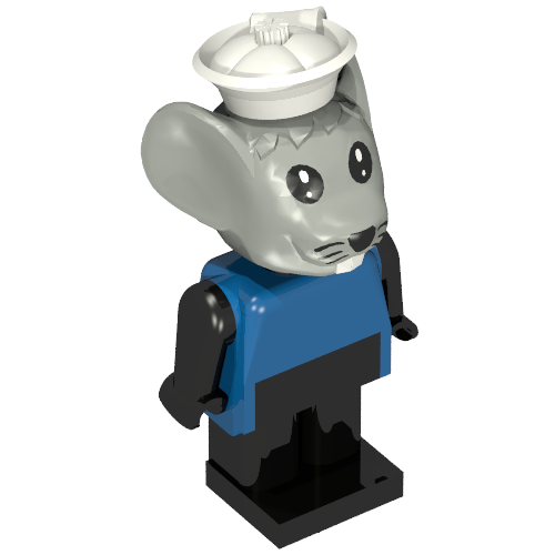 Rendu LDraw de Fabuland figurine souris 4 avec capuchon blanc (Fabuland Figure Mouse 4 with White Cap), couleur indicative