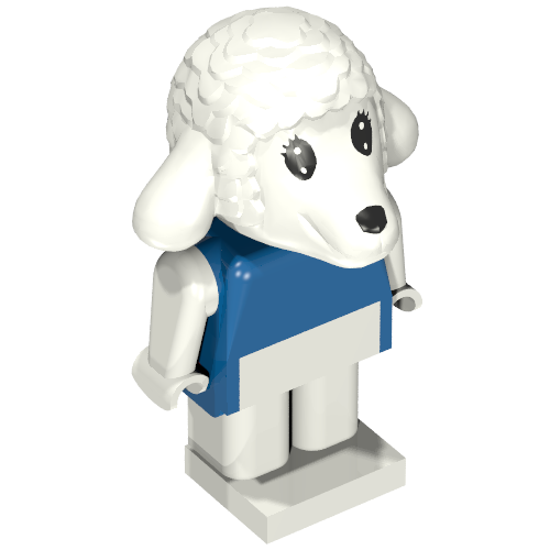 Rendu LDraw de Figurine Fabuland, agneau lisa (chemise bleue) (Fabuland Figure, Lisa Lamb (Blue Shirt)), couleur indicative