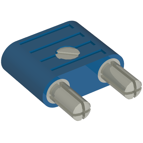 Rendu LDraw de Electric Connector, 2 Way Male Rounded Narrow Type 1 avec Cross-Cut Pins, couleur indicative