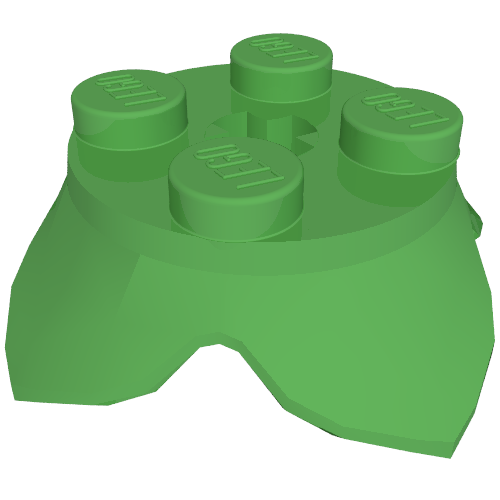 Plante, feuilles, ronde 2 x 2 x 2/3 avec + trou d'axe et 4 rallonges de feuilles (Plant, Leaves, Round 2 x 2 x 2/3 with + Axle Hole and 4 Leaf Extensions)