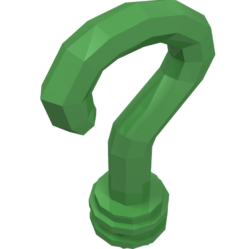 Rendu LDraw de Équipement Poignée de canne, marque d'interrogation avec support tenon (Equipment Cane Handle, Question Mark with Stud Holder (Riddler)), couleur indicative