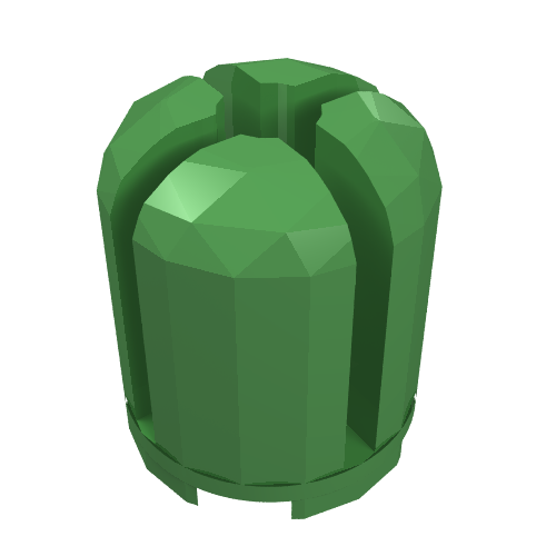 Rendu LDraw de Brique ronde 2 x 2 x 2 dessus de dôme avec fentes de coupe transversale (Brick Round 2 x 2 x 2 Dome Top with Cross Cut Slots), couleur indicative