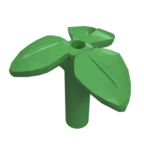 Plante, tige avec 3 feuilles et connecteur inférieure (Plant, Stem with 3 Leaves and Bottom Pin)