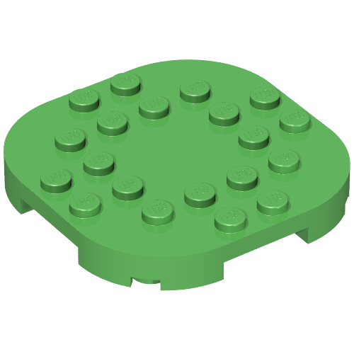 Rendu LDraw de Plaque ronde Coins 6 x 6 x 2/3 cercle avec boutons réduits (Plate Round Corners 6 x 6 x 2/3 Circle with Reduced Knobs), couleur indicative