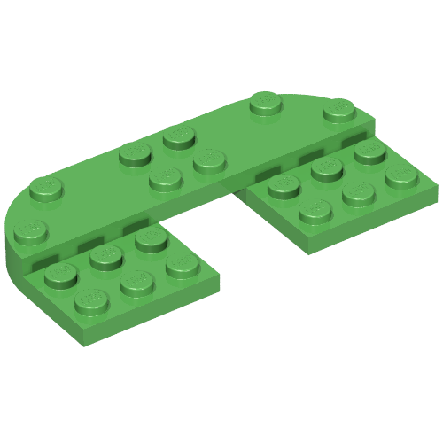 Rendu LDraw de Plaque ronde Coins doubles 4 x 8 avec 2 x 2 découpes et 2 x 8 levées tenons, réduit les nus (Plate Round Corners Double 4 x 8 with 2 x 2 Cutout and 2 x 8 Raised Studs, Reduces Nubs), couleur indicative