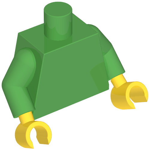 Rendu LDraw de torse, Bright Green Arms, Yellow Hands [Plain], couleur indicative