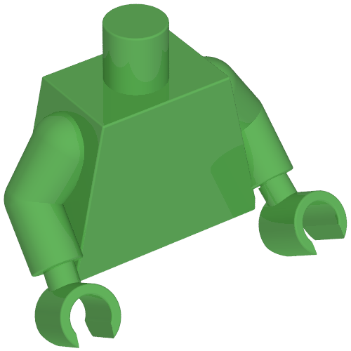 Rendu LDraw de torse, Bright Green Arms and Hands [Plain], couleur indicative