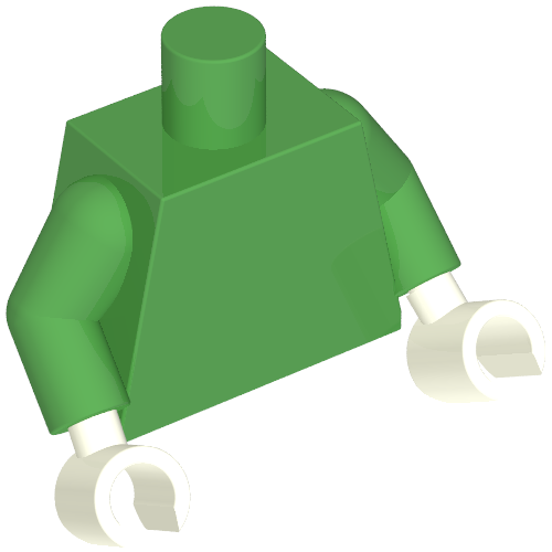 Rendu LDraw de torse, Bright Green Arms, White Hands [Plain], couleur indicative
