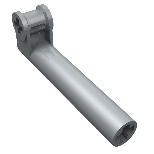 Rendu LDraw de Connecteur axe et connecteur Technic, perpendiculaire avec rallonge (Technic Axle and Pin Connector, Perpendicular with Extension), couleur indicative