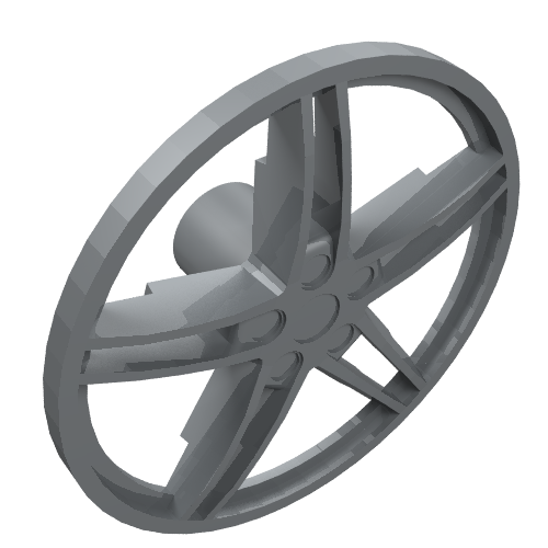 Rendu LDraw de Couvercle de roue 5 rayons sans tenon central - 35mm d. (Wheel Cover 5 Spoke without Centre Stud - 35mm D.), couleur indicative