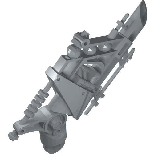 Rendu LDraw de Pistolet d'arme à grande figurine, bras de tireur en métal lourd (Large Figure Weapon Gun, Heavy Metal Shooter Arm), couleur indicative