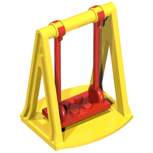 Rendu LDraw de Fabuland, Swing Base avec Red Seat [Complete Assembly], couleur indicative