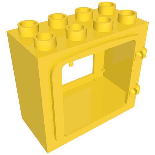 Rendu LDraw de Duplo porte / fenêtre Frame avec Raised porte Outline, Completely Open Back, couleur indicative