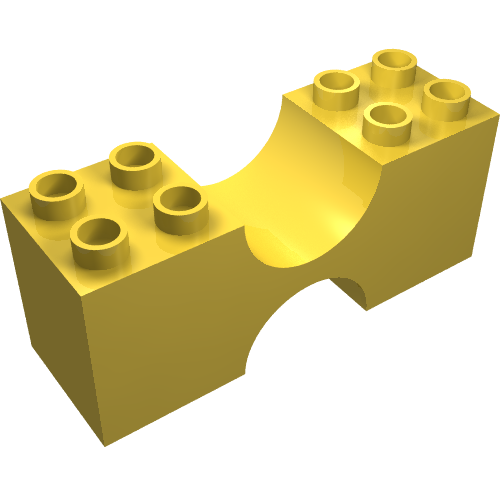 Rendu LDraw de Duplo brique 2 x 6 x 2 doubles Concave (Duplo Brick 2 x 6 x 2 Double Concave), couleur indicative