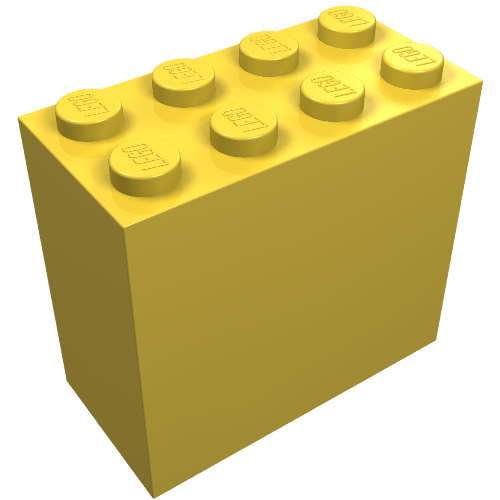 Rendu LDraw de Brique 2 x 4 x 3 avec motif imprimé 'Hyundai LEGOLAND Fahrschule 2013' (Brick 2 x 4 x 3 with 'Hyundai LEGOLAND Fahrschule 2013' Print), couleur indicative