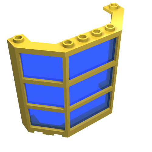 Rendu LDraw de Baie de fenêtre 3 x 8 x 6 avec verre bleu transparent-sombre (Window Bay 3 x 8 x 6 with Trans-Dark Blue Glass), couleur indicative