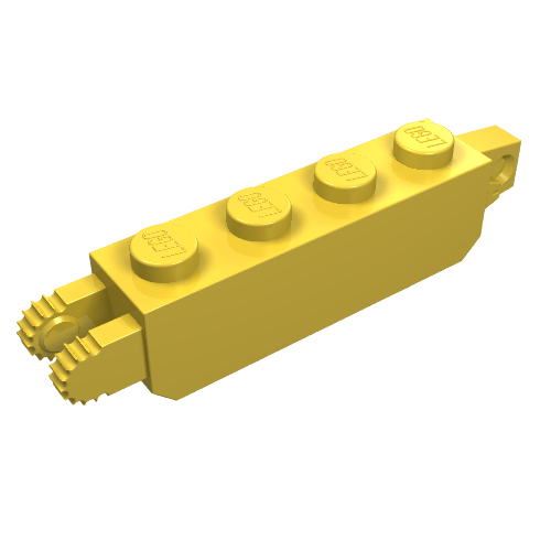 Charnière brique 1 x 4 Verrouillage avec 1 doigt extrémité verticale et 2 doigts extrémité verticale, 9 dents (Hinge Brick 1 x 4 Locking with 1 Finger Vertical End and 2 Fingers Vertical End, 9 Teeth)