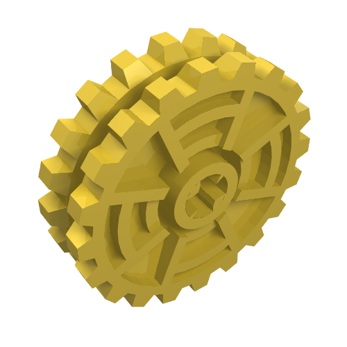 Rendu LDraw de Pignon de bande de roulement Technic double mince (Technic Tread Sprocket Wheel Dual Thin), couleur indicative