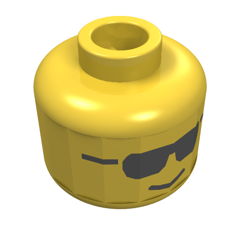 figurine tête, Black Sunglasses and Standard Grin Print [Blocked Open tenon]