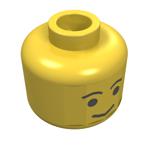 Tête de minifigurine, sourire et sourcils standard motif imprimé (Minifig Head, Standard Grin and Eyebrows Print)