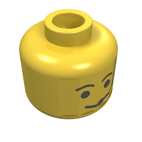Tête de minifigurine rebelle pilote, sourcils et casque motif imprimé [tenon creux bouché] (Minifig Head Rebel Pilot, Eyebrows and Headset Print [Blocked Open Stud])