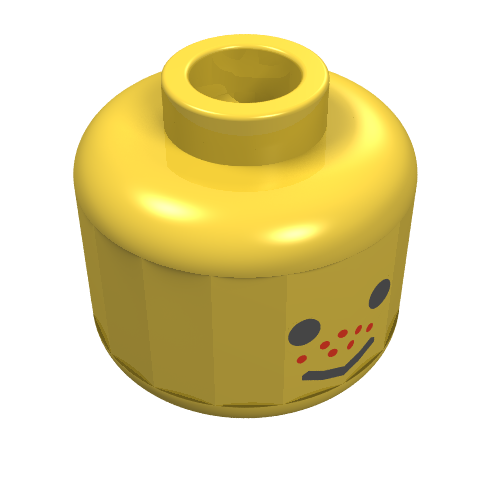 Tête de minifigurine, nez de taches de rousseur et motif imprimé de sourire standard [tenon creux bouché] (Minifig Head, Freckle Nose and Standard Grin Print [Blocked Open Stud])