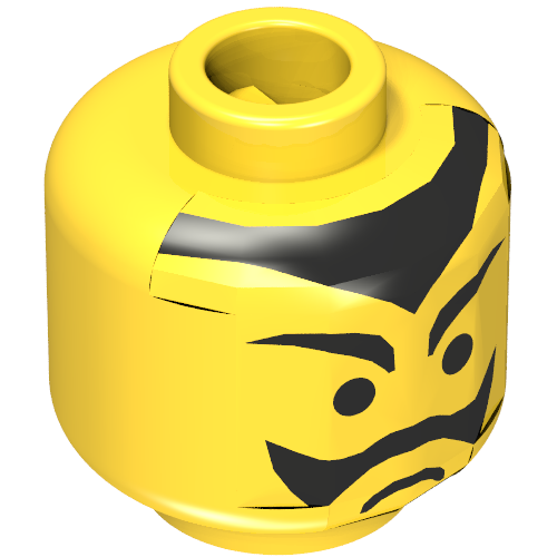 Tête de minifigurine chauve-souris seigneur, moustache fronce les sourcils et les sourcils pointus et motif imprimé ligne des cheveux [tenon creux bouché] (Minifig Head Bat Lord, Moustache Frown and Pointed Eyebrows and Hairline Print [Blocked Open Stud])