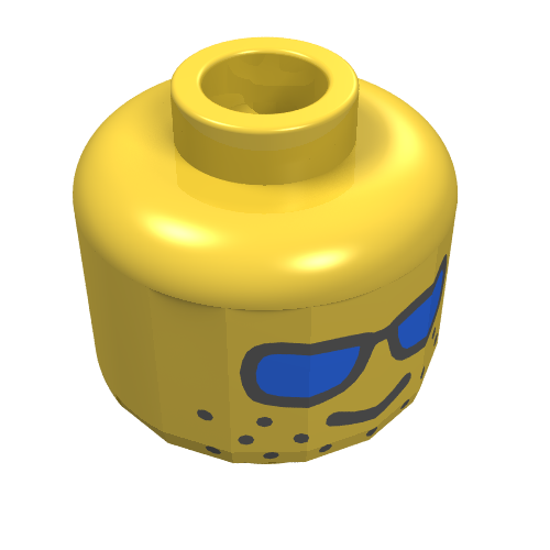 figurine tête, Blue Sunglasses and Wide-Spaced Stubble Print [Blocked Open tenon]