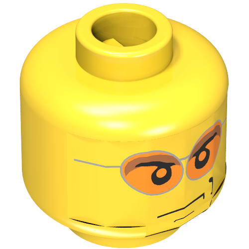 figurine tête, Glasses avec Orange Sunglasses and Smirk Print