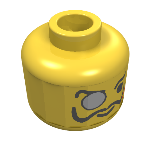 Tête de minifigurine baron von barron, monocle, cicatrice, et moustache motif imprimé (Minifig Head Baron Von Barron, Monocle, Scar, and Moustache Print)