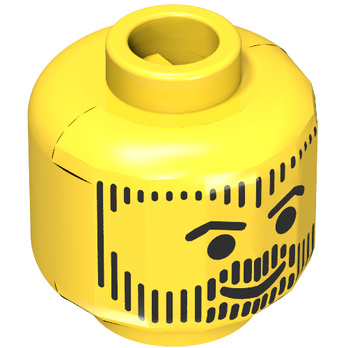 Aquashark tête minifigurine, barbe, cheveux et favoris en ligne verticale motif imprimé [tenon creux bouché] (Minifig Head Aquashark, Beard, Hair, and Sideburns in Vertical Line Print [Blocked Open Stud])