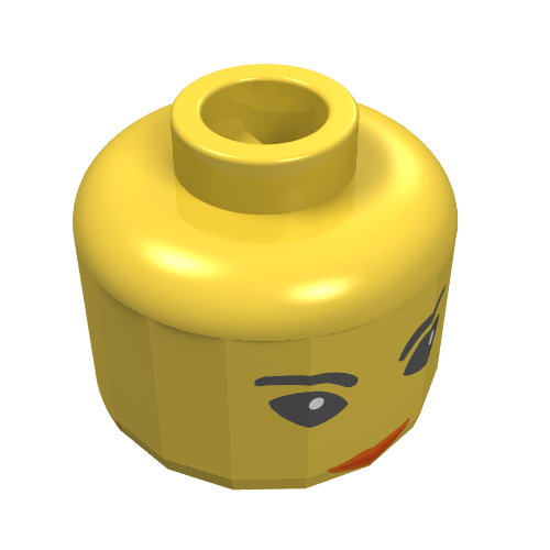 Tête de minifigurine jing lee / queen, grands yeux, sourcils courbés, orange bouche motif imprimé (Minifig Head Jing Lee / Queen, Big Eyes, Curved Eyebrows, Orange Mouth Print)