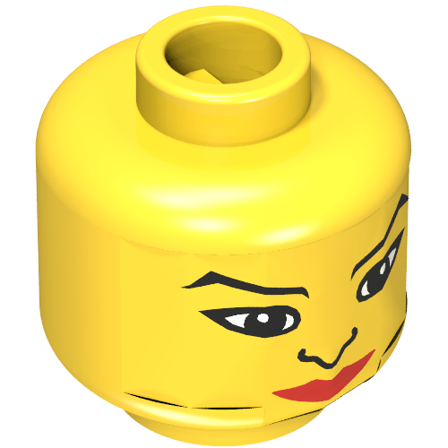 Tête de minifigurine Motif imprimé indien, féminin, nez, lèvres rouges et grands yeux [Bloqué ouvert tenon] (Minifig Head Indian, Female, Nose, Red Lips, and Large Eyes Print [Blocked Open Stud])