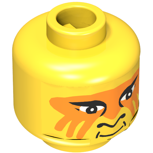 Tête de minifigurine indienne, peinture de visage avec motif imprimé visage peint orange [tenon creux bouché] (Minifig Head Indian, Face Paint with Orange Painted Face Print [Blocked Open Stud])