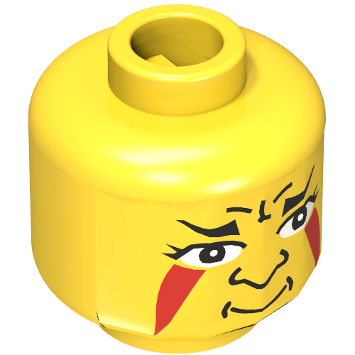 Tête de minifigurine indienne, peinture de visage avec motif imprimé triangles peints [tenon creux bouché] (Minifig Head Indian, Face Paint with Painted Triangles Print [Blocked Open Stud])