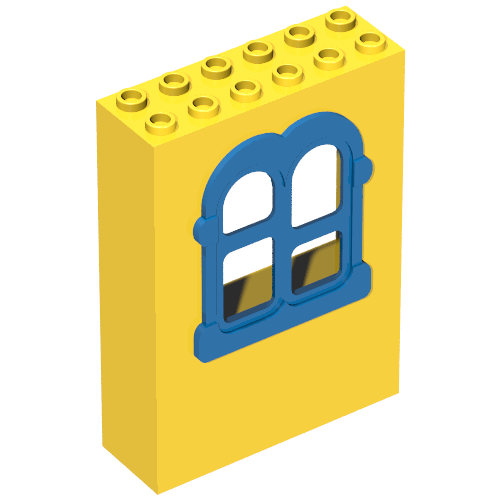 Rendu LDraw de Fabuland, Building, 2 x 6 x 7 avec fenêtre, Rectangular Blue, couleur indicative
