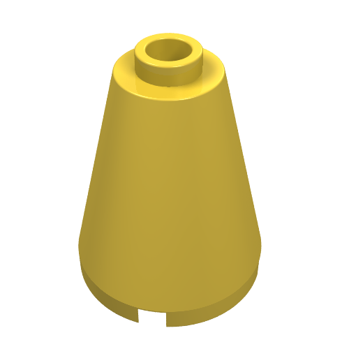 Rendu LDraw de Cône 2 x 2 x 2, Bloqué ouvert tenon (Cone 2 x 2 x 2, Blocked Open Stud), couleur indicative
