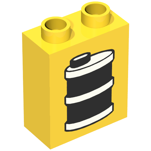 Rendu LDraw de Duplo Brique 1 x 2 x 2 avec Oil Drum / Can Print, couleur indicative