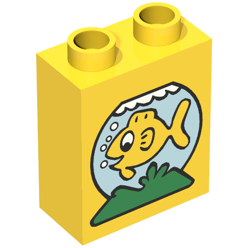 Rendu LDraw de Duplo Brique 1 x 2 x 2 avec Fishbowl Print, couleur indicative