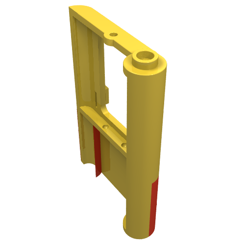 Rendu LDraw de Porte 1 x 4 x 5 Train à gauche avec fond rouge (Door 1 x 4 x 5 Train Left with Red Bottom Half Print), couleur indicative