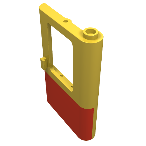 Rendu LDraw de Porte 1 x 4 x 5 Train à droite avec fond rouge (Door 1 x 4 x 5 Train Right with Red Bottom Half Print), couleur indicative