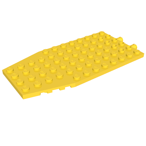 Rendu LDraw de Wedge Plaque 6 x 12 x 1 Cut Corners avec 2 Fixed Rotatable Pins [aka 4 Juniors Wing Plaque], couleur indicative