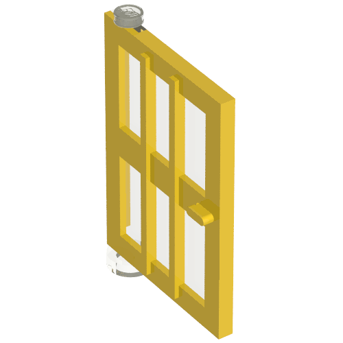 Rendu LDraw de Porte 1 x 4 x 5 gauche avec 6 volets (Door 1 x 4 x 5 Left with 6 Panes), couleur indicative
